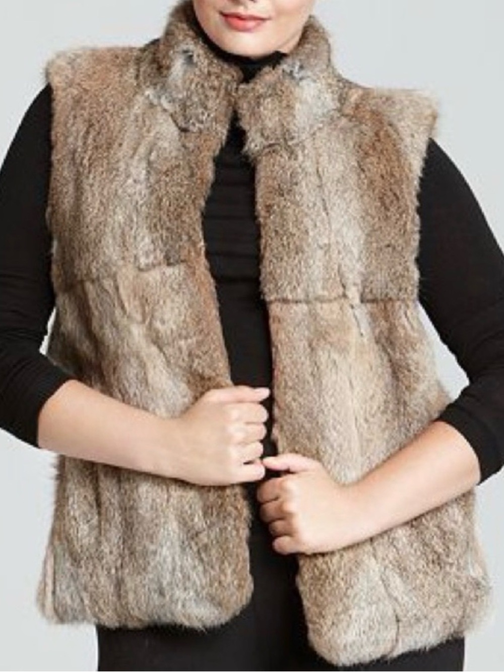 MICHAEL Michael Kors Taupe 100% Rabbit Fur Vest